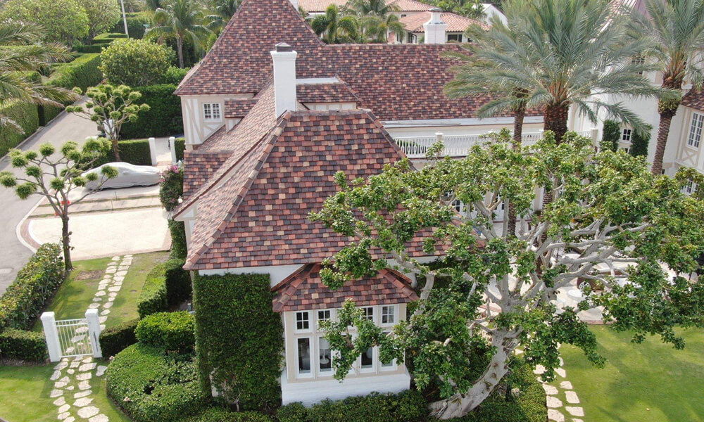 copper tile shingles installed in palm beach